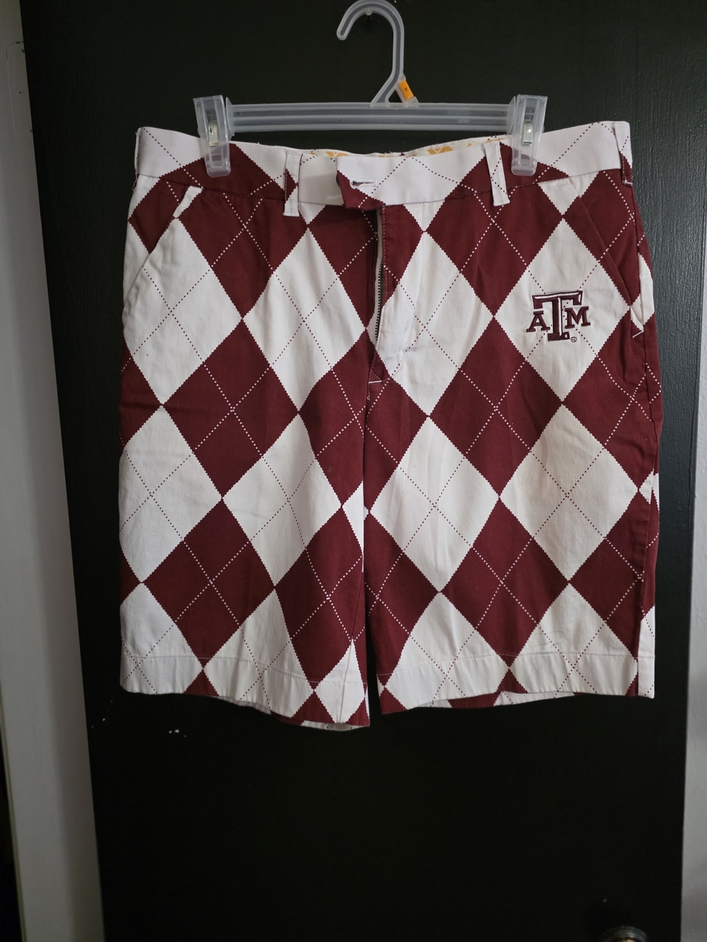Loudmouth Texas A&M Argyle Maroon And White Shorts  Waist Size 34
